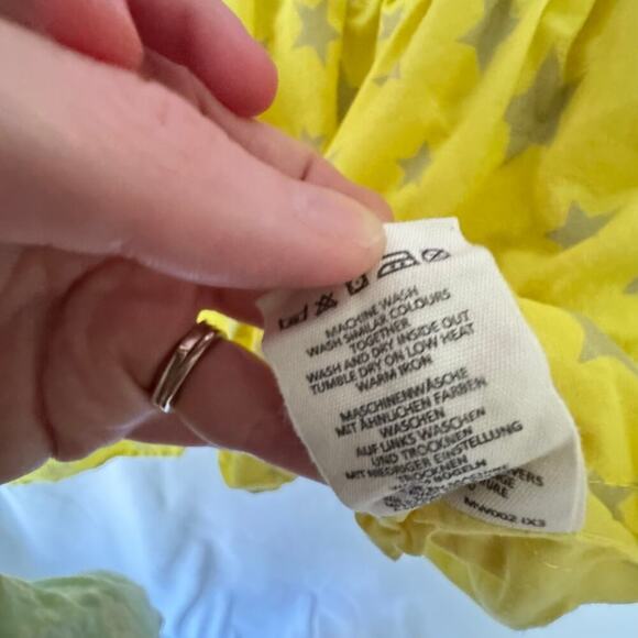 Mini Boden Girls Dress Size 6 7 Purple Yellow Stripe Ruffle Play Star Preppy - Picture 8 of 8